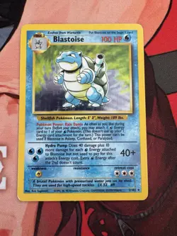 Pokemon Blastoise Holo Foil Rare Card 4/102 Base Set Unlimited 1999, MP - Image 1