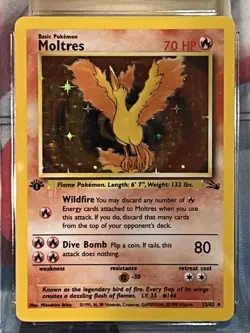 CGC 10 (CGC 9.5) Moltres 12/62 Holo 1st Edition Fossil 1999 Vintage Pokemon Card - Image 3
