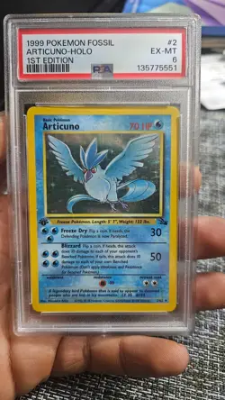 PSA 6 Articuno Pokemon Card 1st Edition Holo WOTC 2/62 Fossil Set Rare Vintage - Image 1