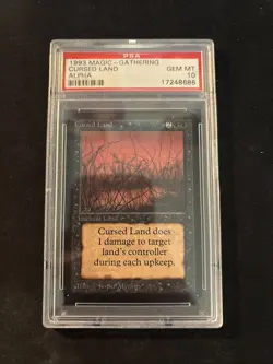 1993 Magic the Gathering MTG Alpha Cursed Land PSA 10 GEM MT - Image 1