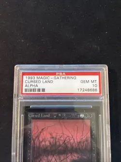 1993 Magic the Gathering MTG Alpha Cursed Land PSA 10 GEM MT - Image 3