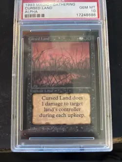 1993 Magic the Gathering MTG Alpha Cursed Land PSA 10 GEM MT - Image 4