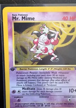 Pokemon TCG Mr. Mime 6/64 Jungle 1st Edition Holo Rare 40HP 1999 Basic Wizards - Image 3