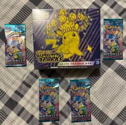 Pokemon TCG Scarlet & Violet Surging Sparks Elite Trainer Box ETB And 4 packs! - Image 1