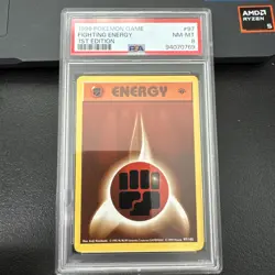 1999 Pokemon Base Set Shadowless 1st Edition, Fighting Energy #97, PSA 8 - Image 1