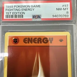 1999 Pokemon Base Set Shadowless 1st Edition, Fighting Energy #97, PSA 8 - Image 2