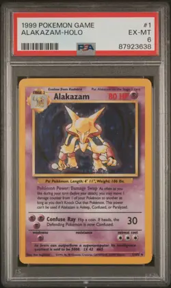 1999 Pokemon Base Set Unlimited Holo #1 Alakazam PSA 6 - Image 1