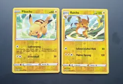 Pikachu & Raichu Reverse Holo Pokemon Karten Sammlung | Schwert & Schild Base - Image 1
