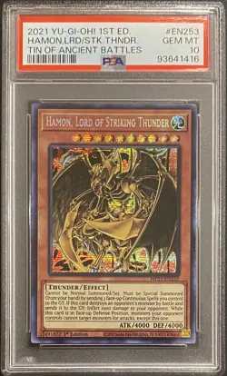 2021 PSA 10 YUGIOH MP21 1ST ED SECRET RARE HAMON LORD OF STRIKING THUNDER 💫 - Image 1