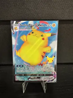 Pokemon TCG Surfing Pikachu VMAX Holo Ultra Rare Card 009/025 NM Condition - Image 1
