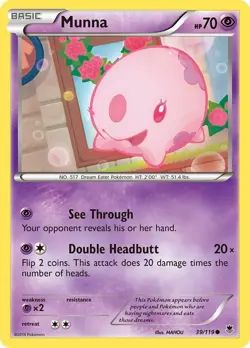 Munna Common XY - Phantom Forces 39/119 NM English Pokemon Card - Image 1