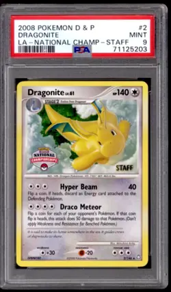Pokemon D&P LA National Championship STAFF Promo Dragonite 2/146 PSA 9 *203 - Image 1