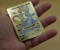 Mewtwo & Mew GX Rainbow Gold Metal Pokemon Card Collectible Gift/Display - Image 3