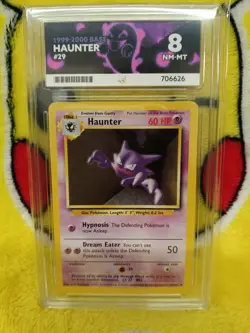 Pokemon Base Set 4th UK Print 1999-2000 Haunter 29/102 Ace Graded 8 NM-MT - Image 1
