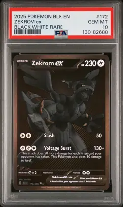 2025 POKEMON BLK EN-BLACK BOLT BLACK WHITE RARE #172 ZEKROM EX PSA 10 - Image 1