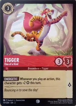 127/204 TIGGER ONE OF A KIND RISE OF FLOODBORN COMMON DISNEY LORCANA CARD - Image 1