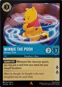 159/204 WINNIE THE POOH HAVING A THINK EN9 RARE DISNEY LORCANA CARD - Image 1