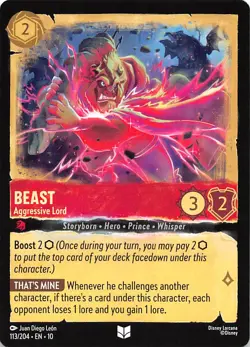 Beast Aggressive Lord 113/204 Whispers in the Well Disney Lorcana - Image 1