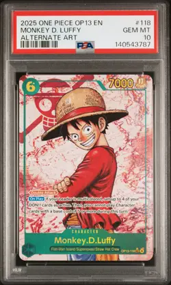 2025 ONE PIECE OP13-CARRYING ON HIS WILL ALTERNATE ART MONKEY D. LUFFY PSA 10 - Image 1