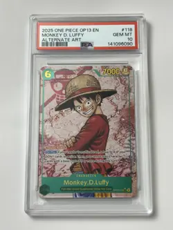 2025 ONE PIECE OP13-CARRYING ON HIS WILL SEC ALTERNATE ART MONKEY D LUFFY PSA 10 - Image 1
