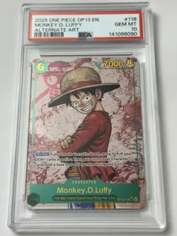 2025 ONE PIECE OP13-CARRYING ON HIS WILL SEC ALTERNATE ART MONKEY D LUFFY PSA 10 - Image 3