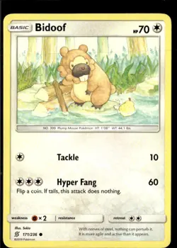 Pokemon Bidoof 171/236 Unified Minds Non Holo Common 2 Card Lot - Image 1