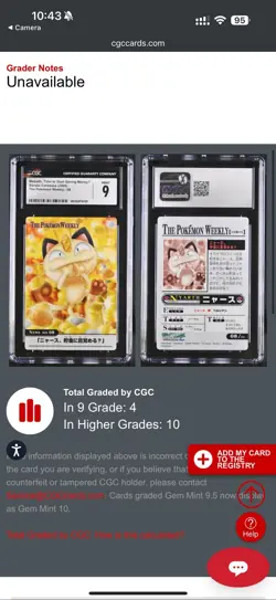 Pokemon Carddass Meowth - The Pokemon Weekly No.08 - Japanese Bandai CGC Mint 9 - Image 4