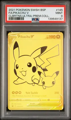 2021 POKEMON SWSH BLACK STAR PROMO #145 FULL ART/PIKACHU V PSA 9 - Image 1