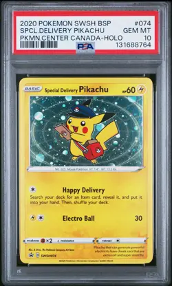 2020 POKEMON SWSH BLACK STAR PROMO #074 SPECIAL DELIVERY PIKACHU-HOLO PSA 10 - Image 1