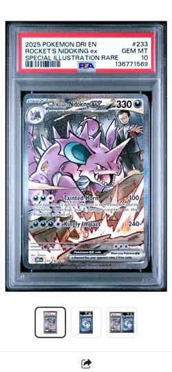 2025 Pokemon Team Rocket's Nidoking ex Special Illustration Rare 233/182 PSA 10 - Image 1