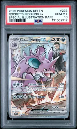 2025 Pokemon Team Rocket's Nidoking ex Special Illustration Rare 233/182 PSA 10 - Image 1