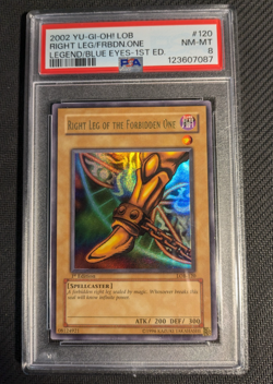 Yugioh Right Leg of the Forbidden One LOB-120 1st Edition Ultra Rare PSA 8 NM-MT - Image 1