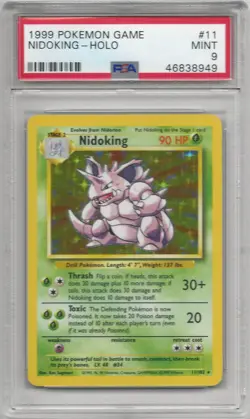 PSA 9 MINT 1999 Pokemon Base Set Unlimited Nidoking #11/102 Holo Rare Card - Image 1