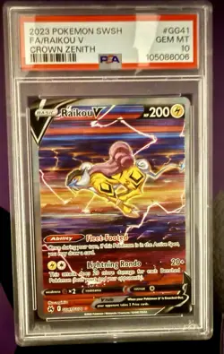 Pokemon TCG Raikou V GG41 FA SWSH: Crown Zenith PSA 10 - Image 1