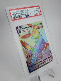 2021 POKEMON SWORD & SHIELD EVOLVING SKIES SECRET UMBREON VMAX 214 FA PSA 10 - Image 2