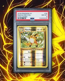 2016 Pokemon XY Evolutions Raichu Reverse Holo Foil 36/108 PSA 8! - Image 1