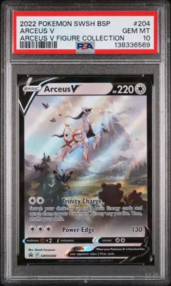 2022 POKEMON SWSH BLACK STAR PROMO ARCEUS V FIGURE COLL #204 ARCEUS V PSA 10 - Image 1
