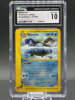 Pokemon TCG 2002 Blastoise Expedition Non Holo #37/165 Gem Mint CGC 10 - Image 1