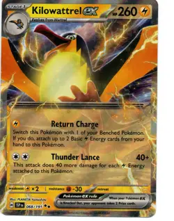 Kilowattrel Ex 68/191 Pokemon TCG S&V Surging Sparks Double Rare Holo NM - Image 1