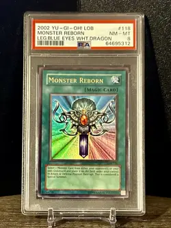 2002 Yu-Gi-Oh! LOB Monster Reborn Leg. Blue Eyes With. Dragon #118 PSA 8 - Image 1
