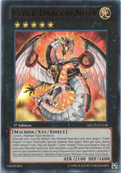 1996 YUGIOH 1ST EDITION CYBER DRAGON NOVA RARE HOLO #SDCR-EN038 - Image 1