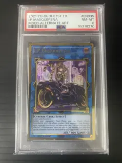 PSA 8 Yugioh 1st Edition I:P Masquerena MGED-Alternate Art - Image 1