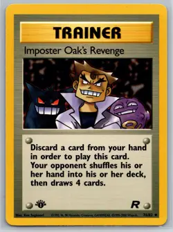 NM Imposter Oak's Revenge 76/82 1st Edition Team Rocket Pokemon 2000 - Image 1