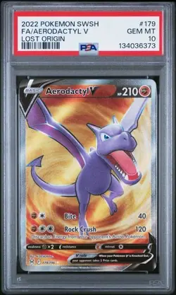 Pokemon PSA 10 Aerodactyl V Full Art 179/196 SWSH Lost Origin 2022 Gem Mint - Image 1