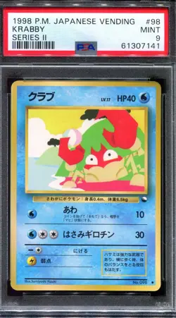 PSA 9 Pokemon 1998 Japanese Vending Series II 2 Krabby #98 - Image 1