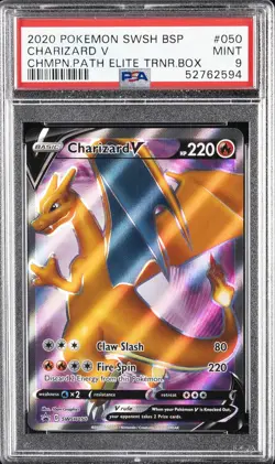 2020 POKEMON SWSH BLACK STAR PROMO #050 CHARIZARD V PSA 9 - Image 1