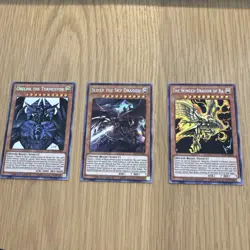 * EGYPTIAN GOD 3 CARD SET * SLIFER RA OBELISK PRISMATIC SECRET RARE TN19 YUGIOH! - Image 1
