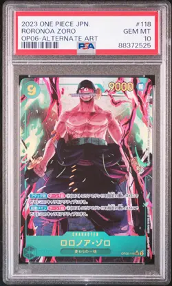 Alternate Art Roronoa Zoro One Piece 2023 OP06 WIngs/Captain Japanese 118 PSA 10 - Image 1