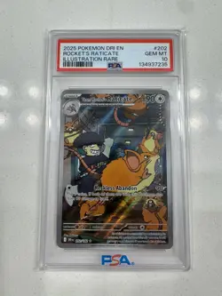 2025 POKEMON DRI EN DESTINED RIVALS 202 TEAM ROCKET'S RATICATE PSA 10 - Image 1
