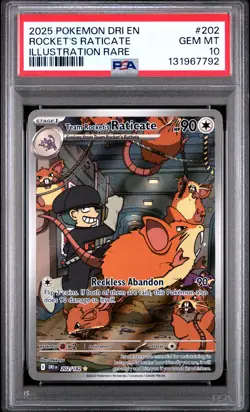 2025 POKEMON DRI EN-DESTINED RIVALS #202 TEAM ROCKET'S RATICATE PSA 10 - Image 1